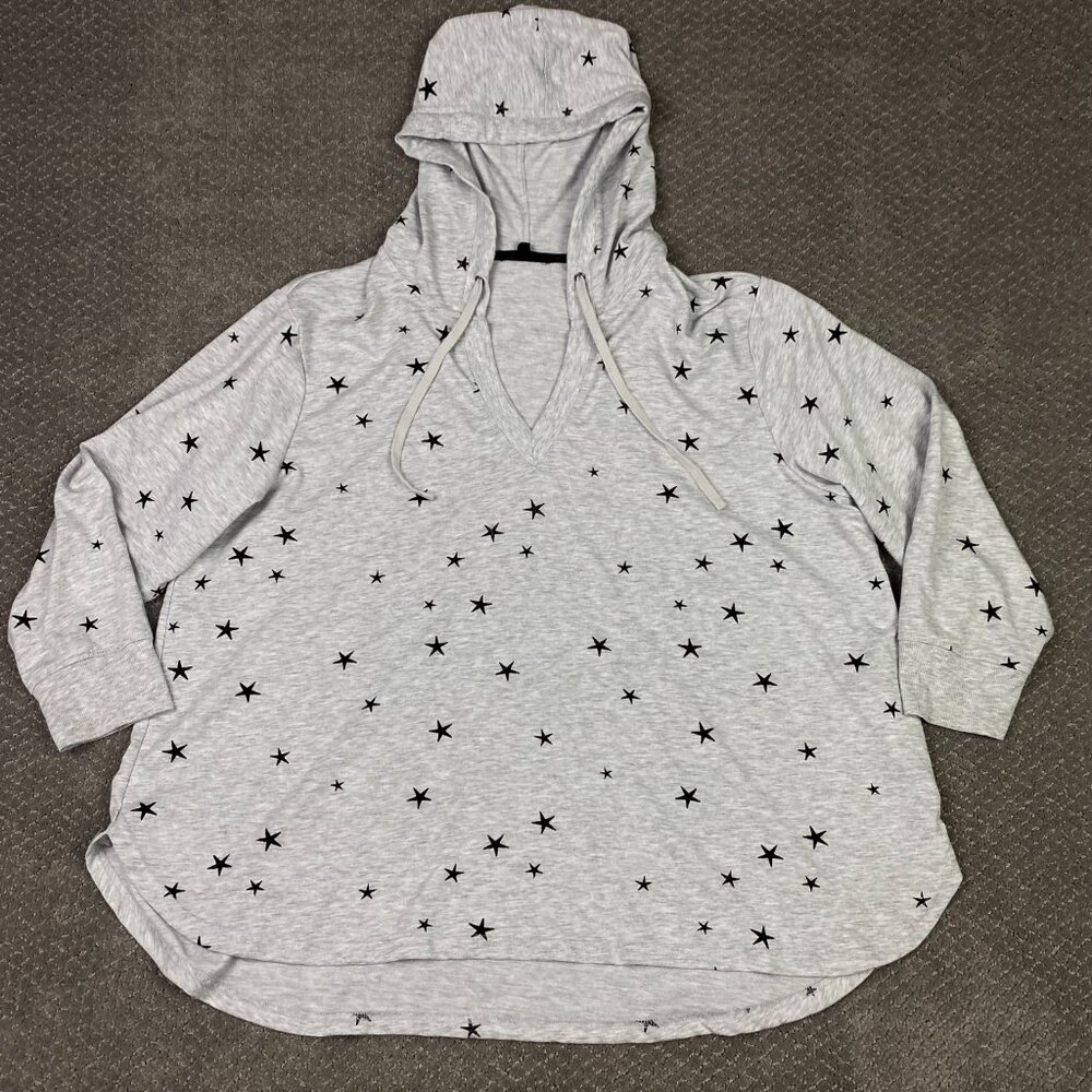 Jane and Delancey Hoodie Women's 3X Gray Stars Lightweight Jane + Delancey